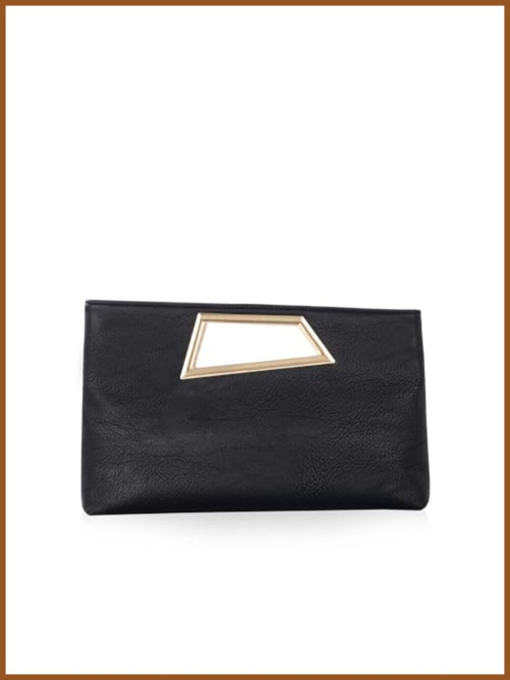 PU Leather Clutch Purse with Metallic Geo Top Handle Evening Bag